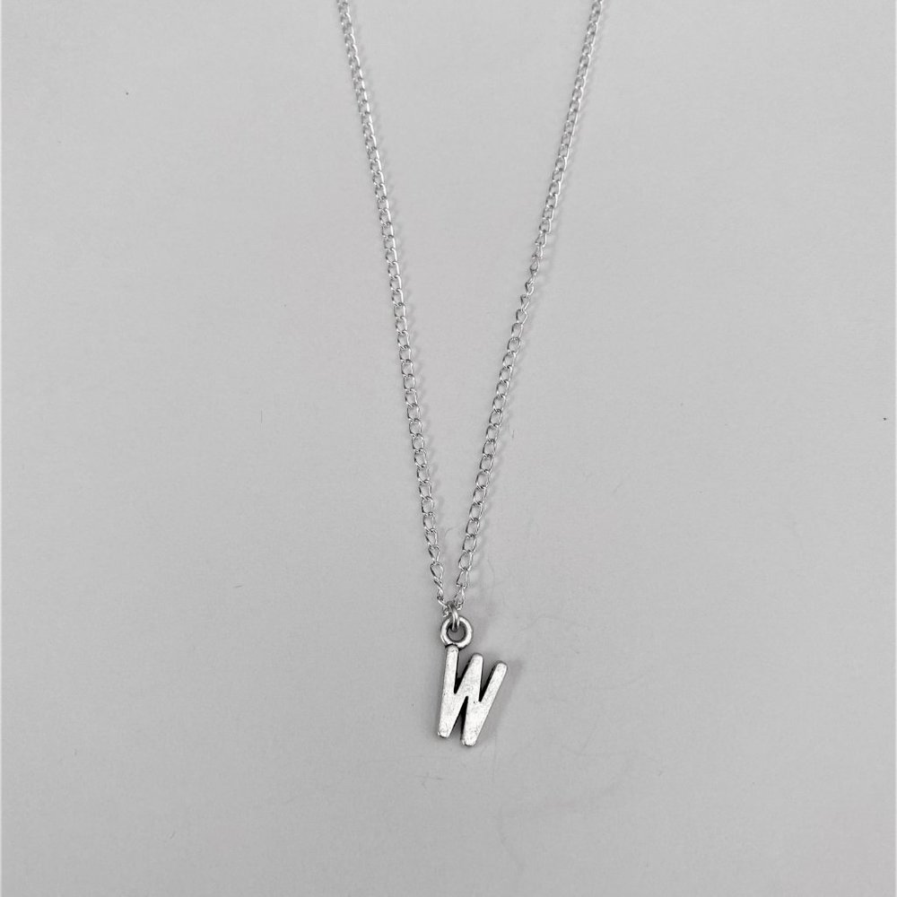 3 for $49 New Silver "W" Initial Necklace - Picture 3 of 3